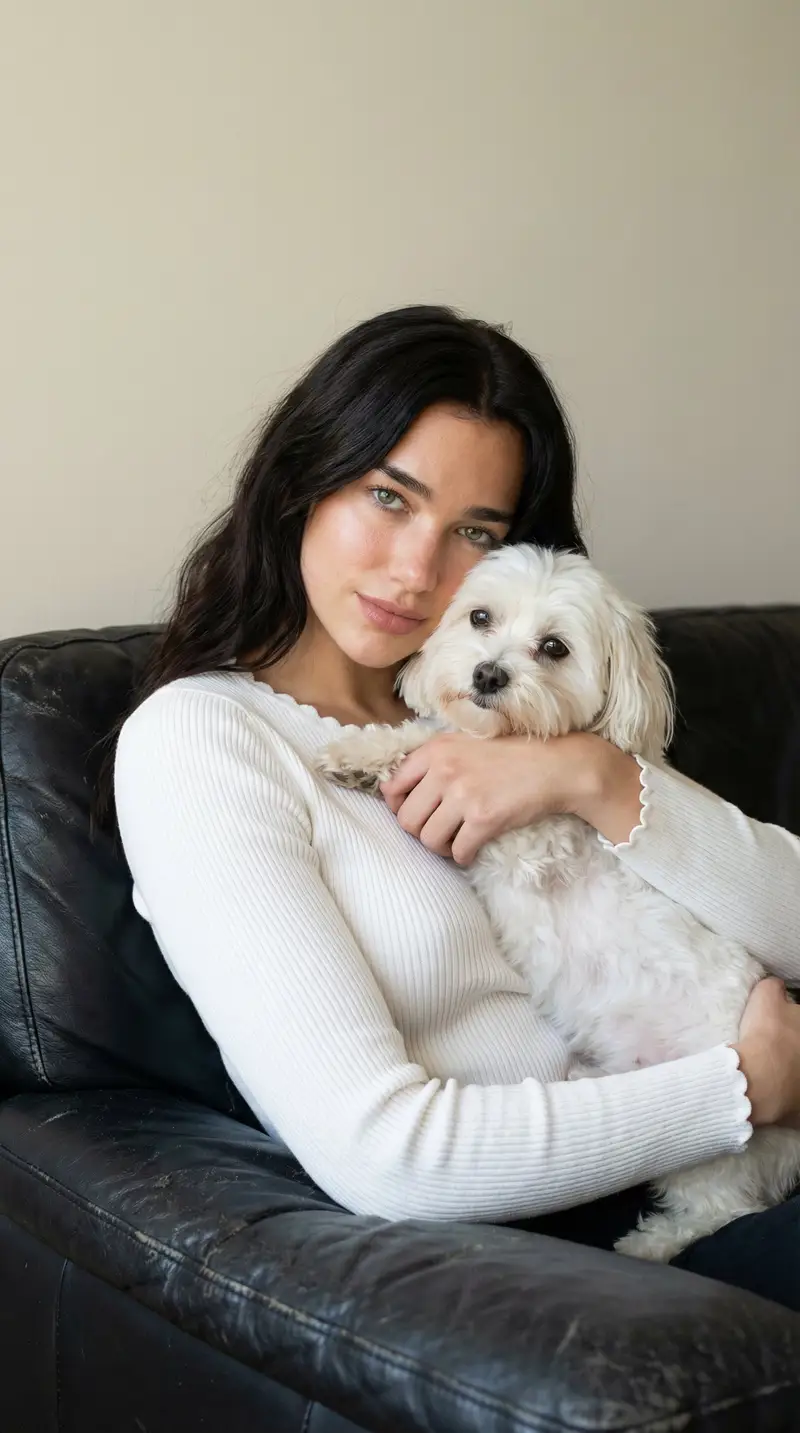 Preview of Ultra-Realistic Portrait of Woman Hugging a Maltese Dog