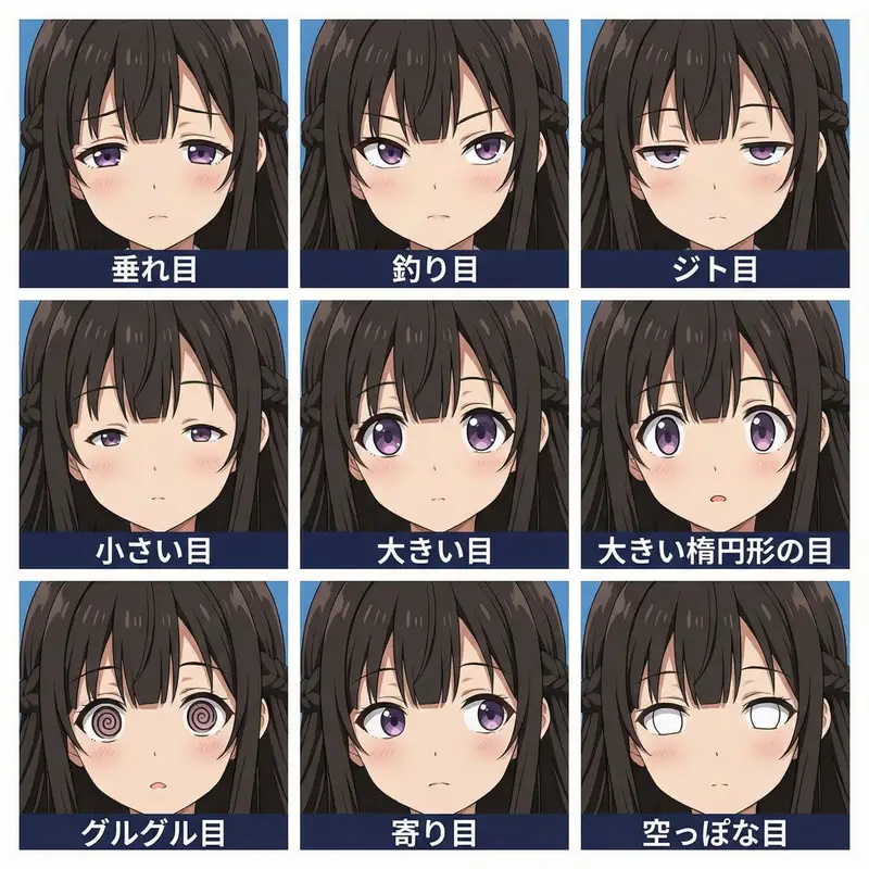 Preview of 3x3 Grid Eye Expression Test Prompt (Right Image)