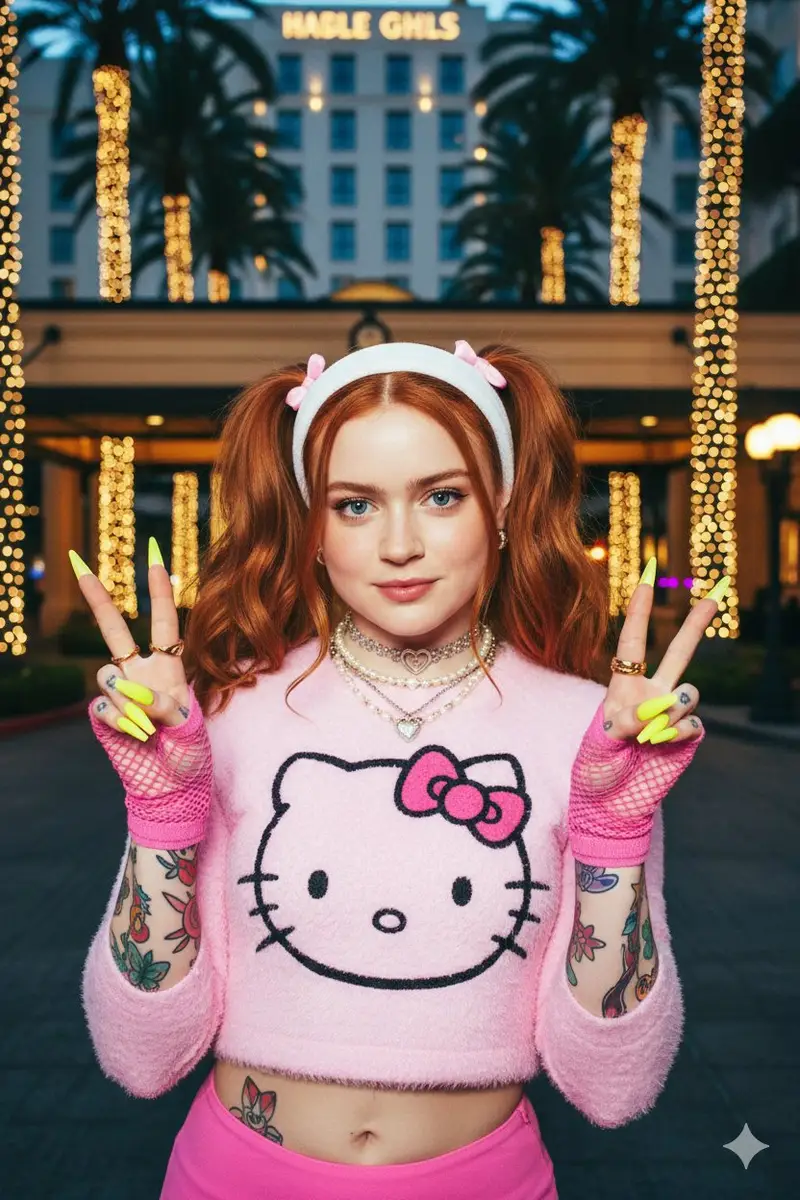 Preview of Y2K Bimbo Aesthetic Portrait Generation Prompt for Sadie Sink