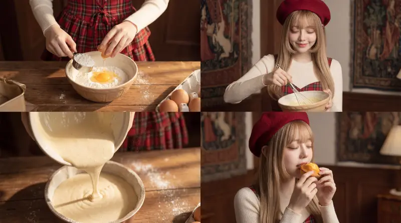Preview of Cinematic Video Prompt for Woman Baking