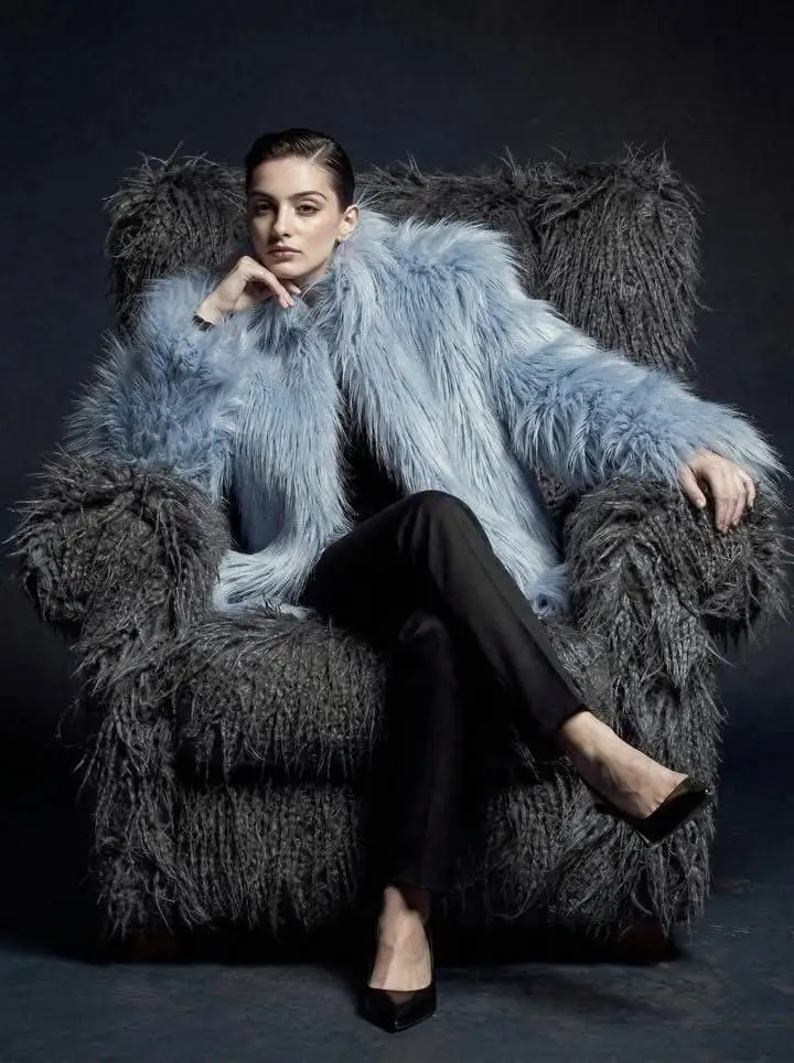 Preview of Ultra-high fashion editorial portrait in faux-fur coat