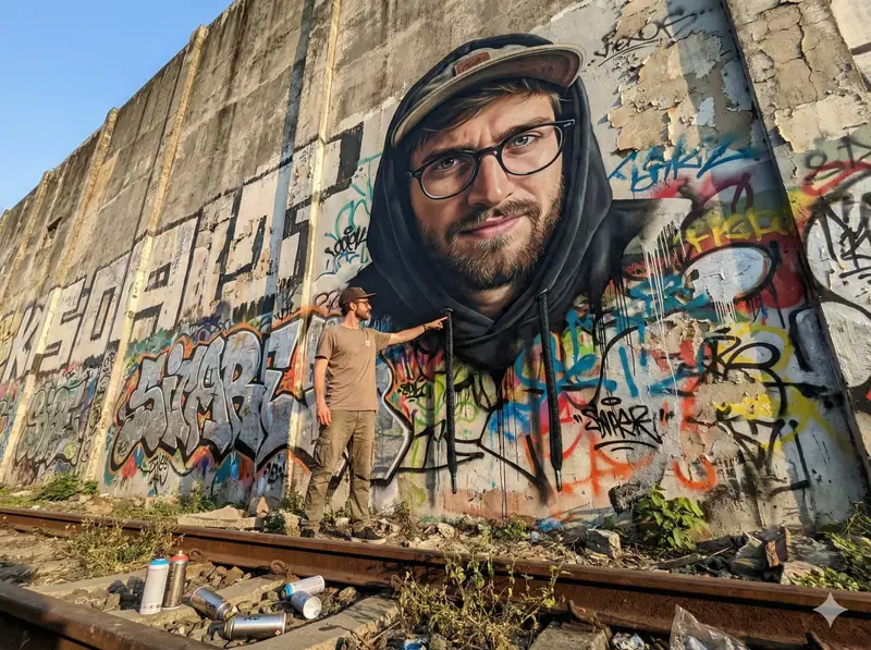 Preview of 2D Mural to 3D Reality Street Art Prompt