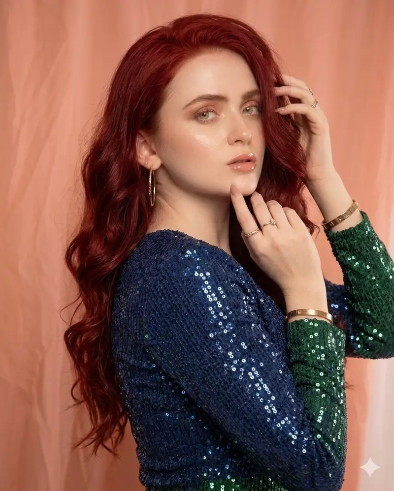 Preview of Glamorous High-Fashion Portrait with Gradient Sequin Dress