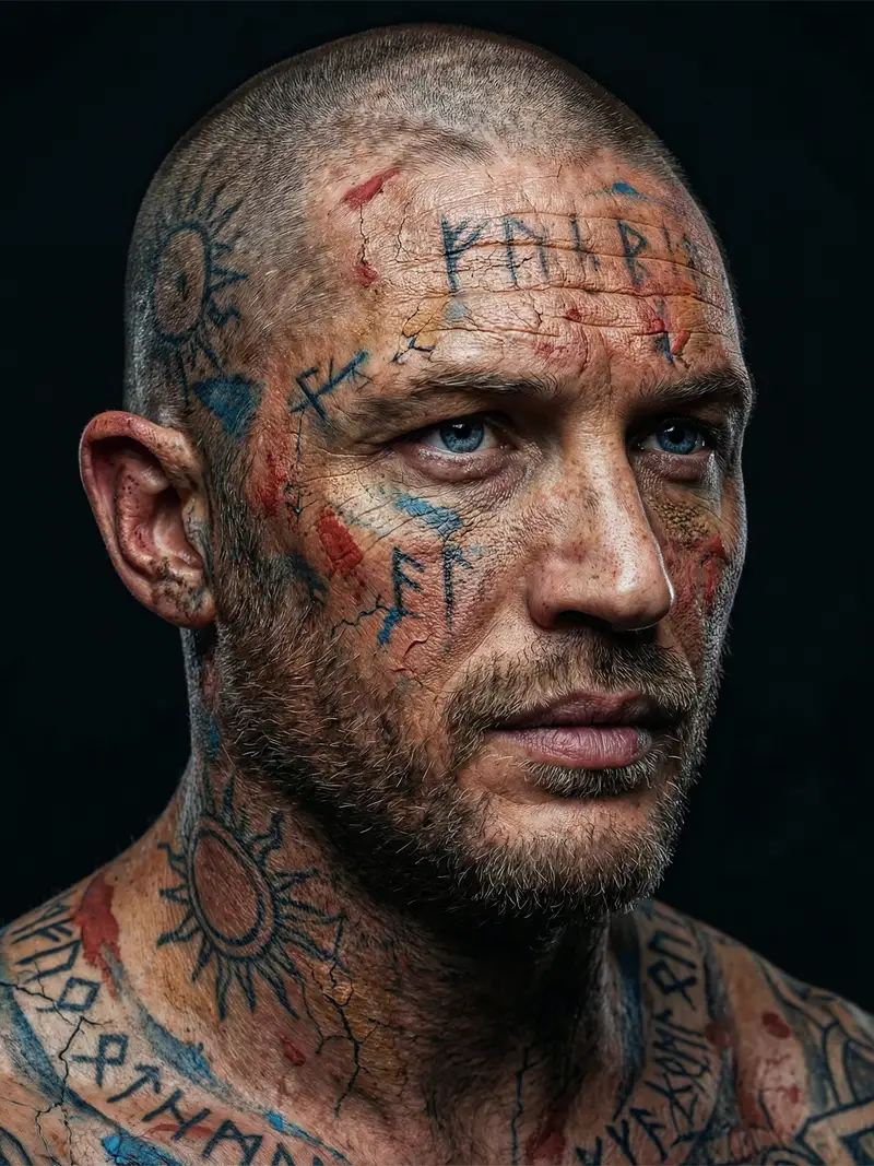 Preview of Ultra-Realistic Viking-Inspired Cracked Paint Portrait