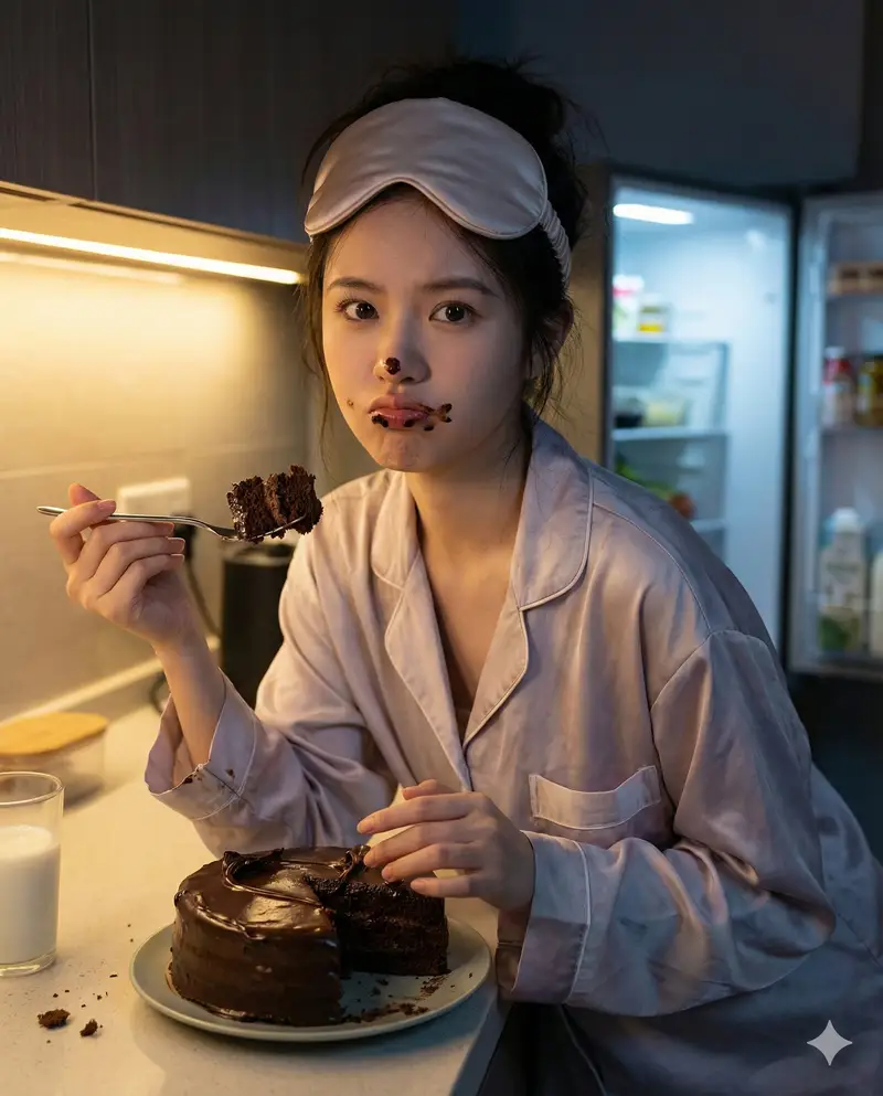 پیش‌نمایش Nano Banana Pro Hyper-Realistic Midnight Snack Portrait Prompt