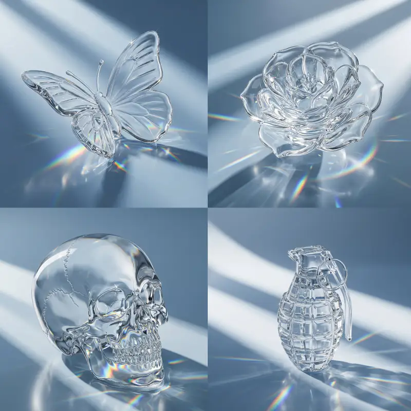 Preview of Macro Hero Shot of Optical Cast Glass Object with Caustics