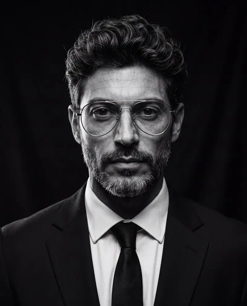 Preview of Cinematic B&W Studio Portrait