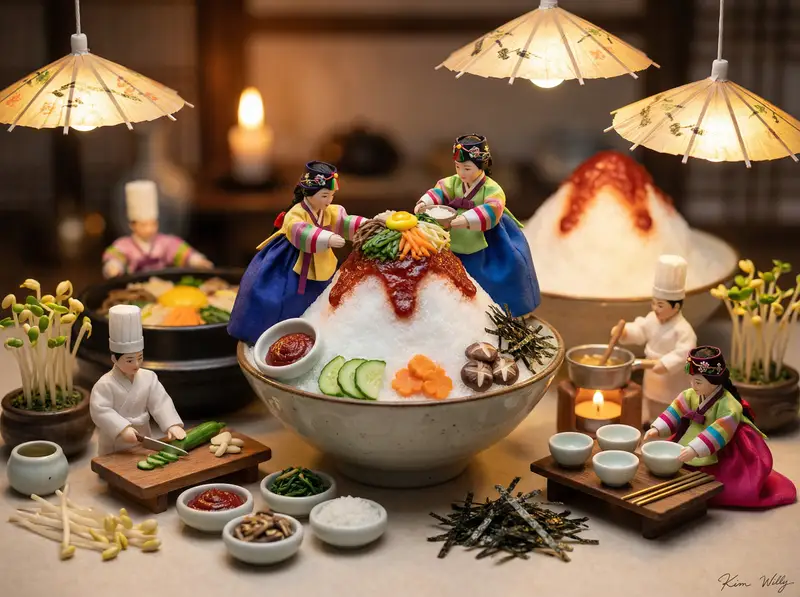 پیش‌نمایش Micro Diorama of Joseon Dynasty Chefs Making Bibimbap