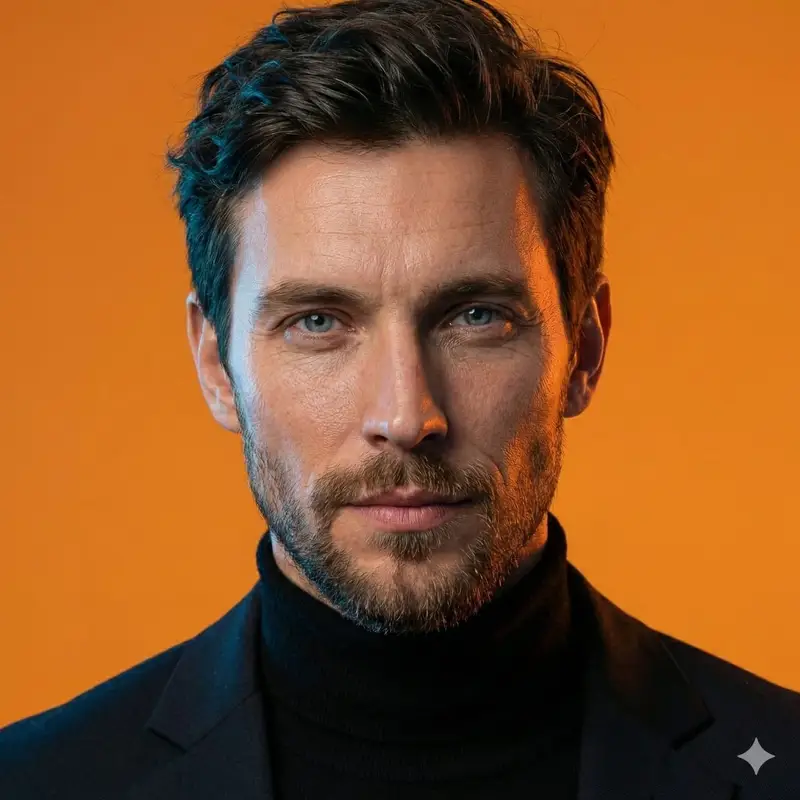 Preview of AI-Generated Face Cinematic Portrait Prompt (Dual-Tone Lighting)