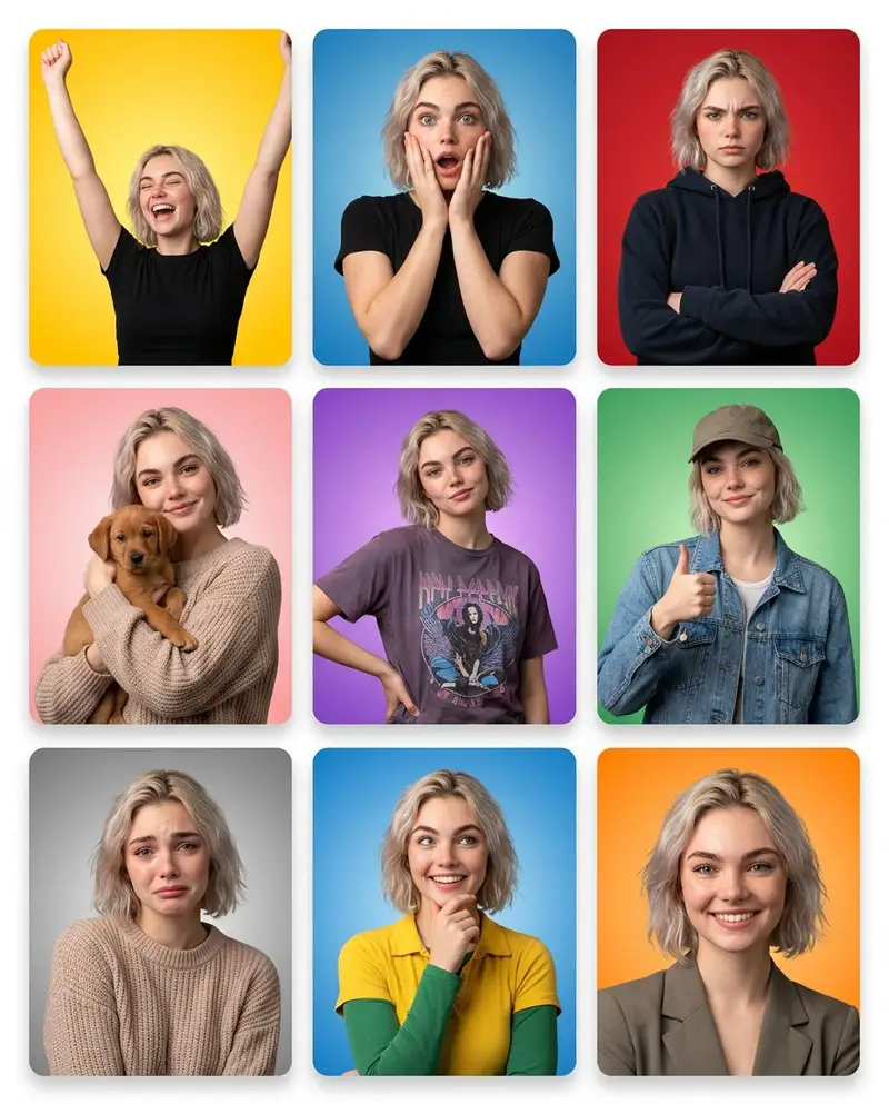 Preview of Emotion Grid with Gradient Backgrounds