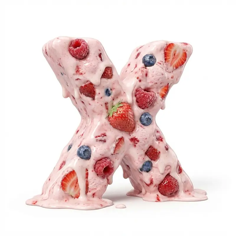 Preview of Strawberry Ice Cream 3D Letter 'X'