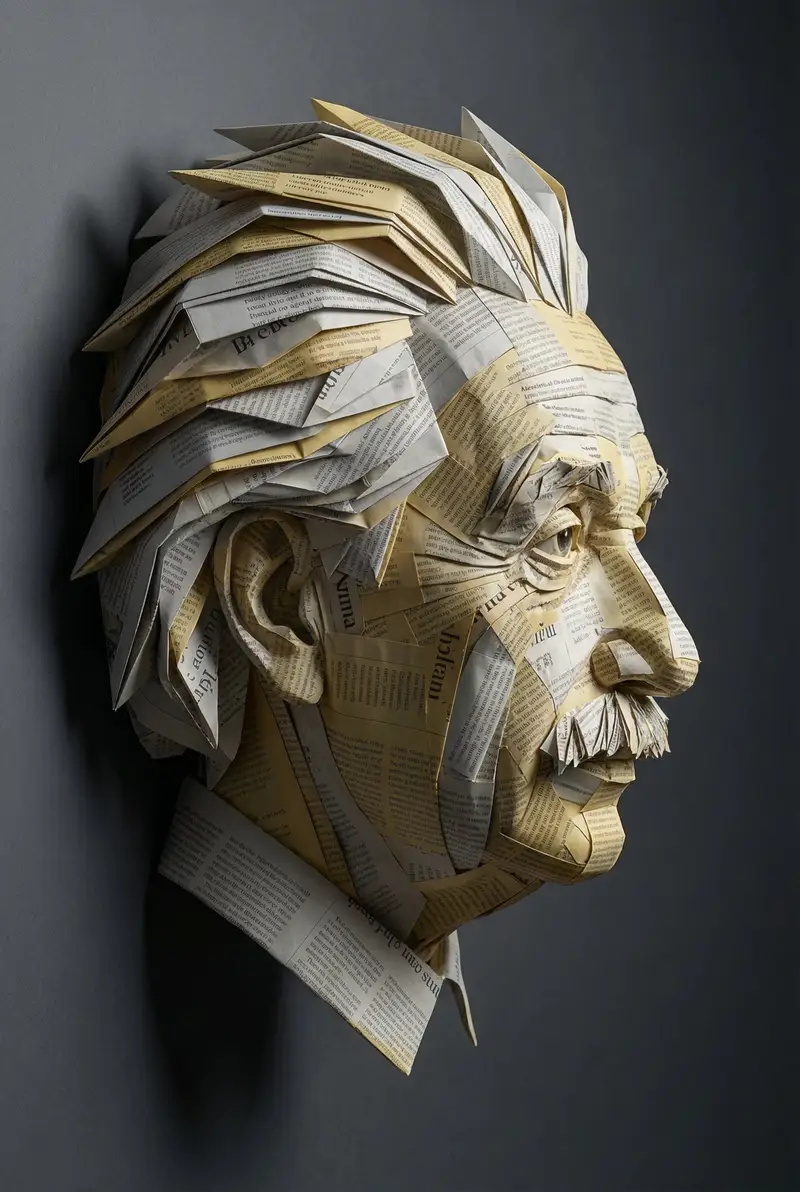 پیش‌نمایش Surreal Einstein Paper Sculpture Photography Prompt
