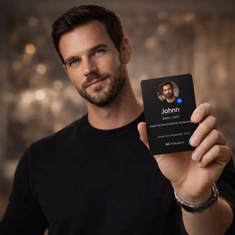 پیش‌نمایش High-End Editorial Photoshoot of a Social Media Profile Card