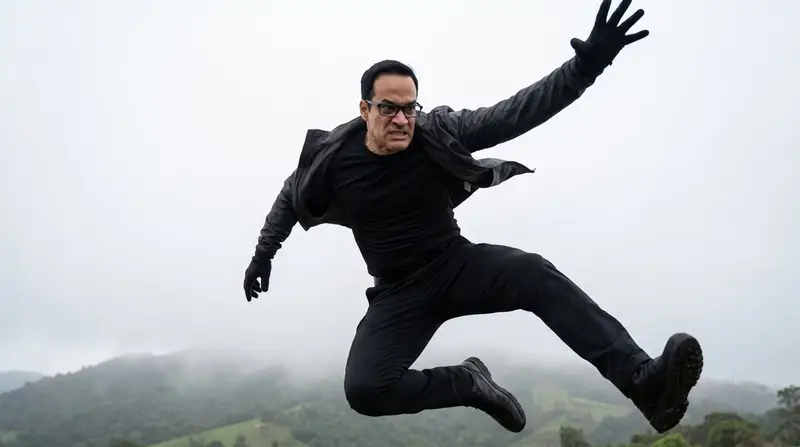 Preview of Cinematic Mid-Air Action Shot