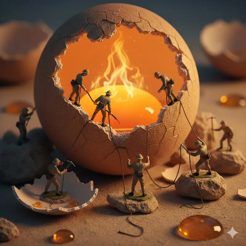 Preview of Miniature Toy Soldiers on a Giant Eggshell