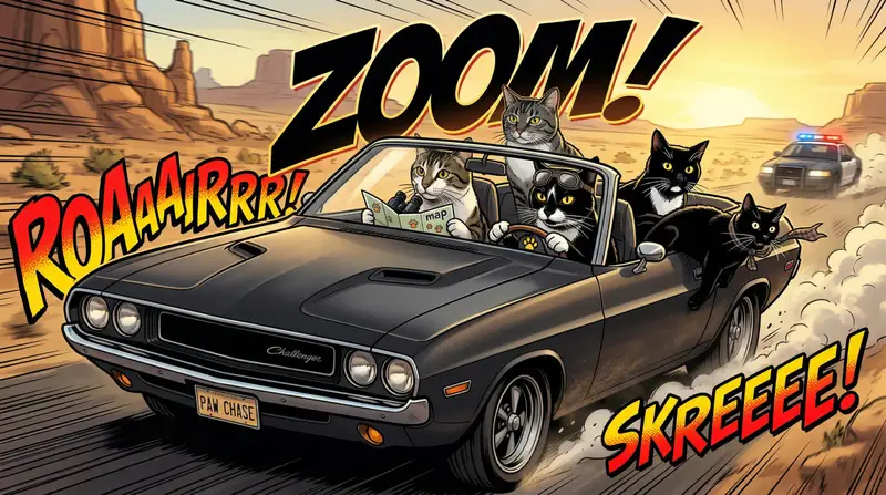 Preview of Epic Car Chase Action Shot