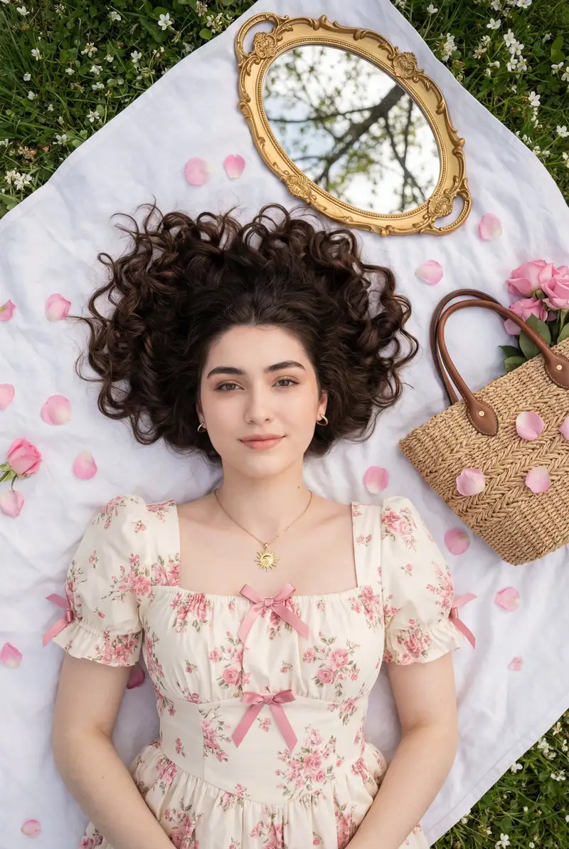 پیش‌نمایش Top-Down Romantic Cottagecore Portrait