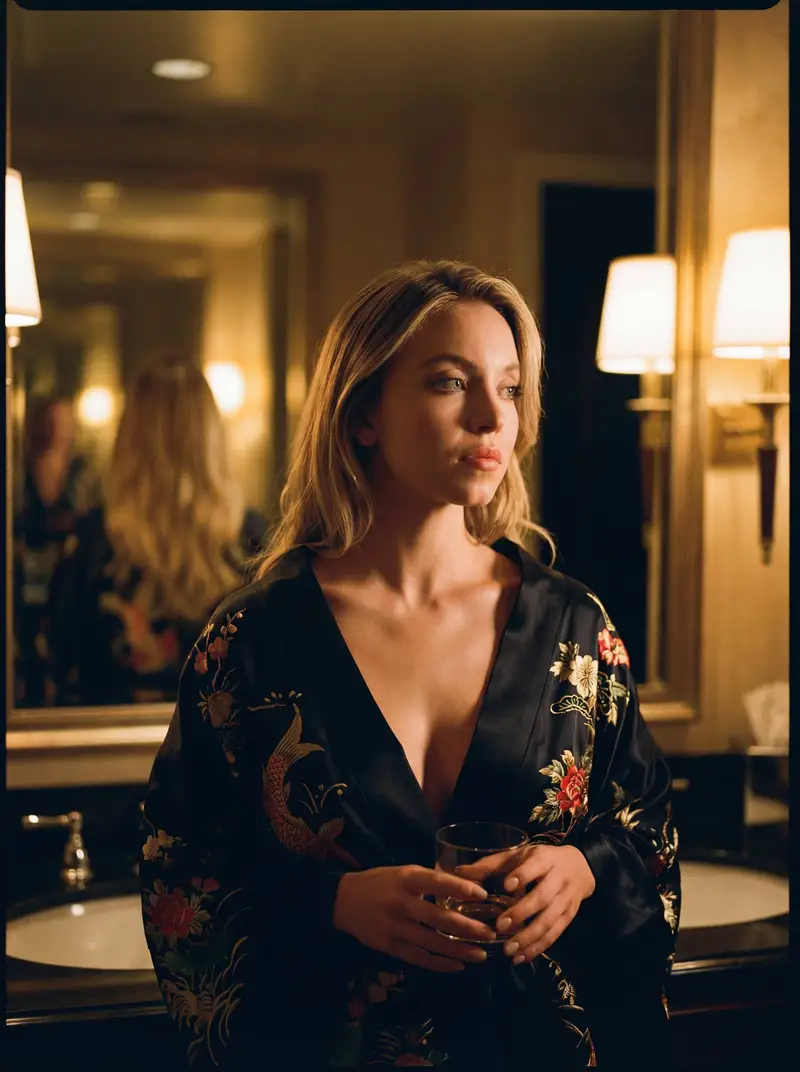 Preview of Cinematic Tokyo Hotel Portrait Prompt (Sydney Sweeney Likeness)