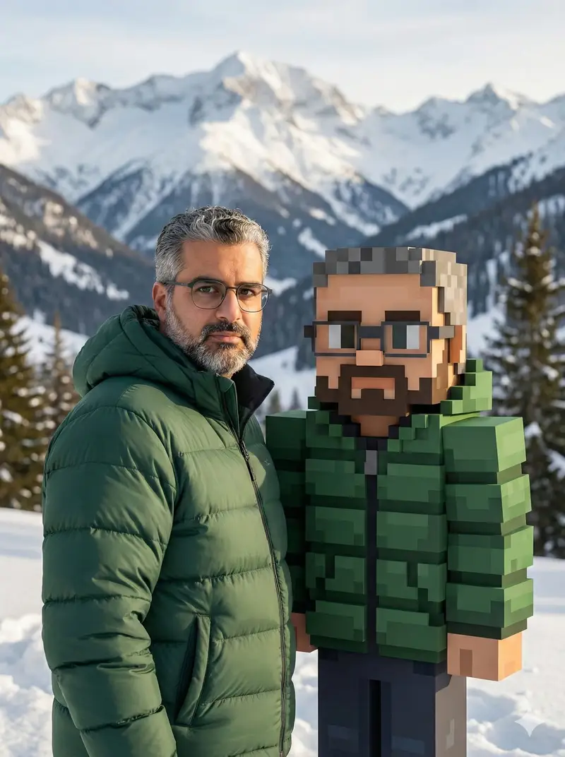 Preview of Realistic Photo with Voxel Minecraft Doppelgänger