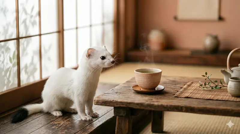 پیش‌نمایش قاقم در اتاق چای ژاپنی