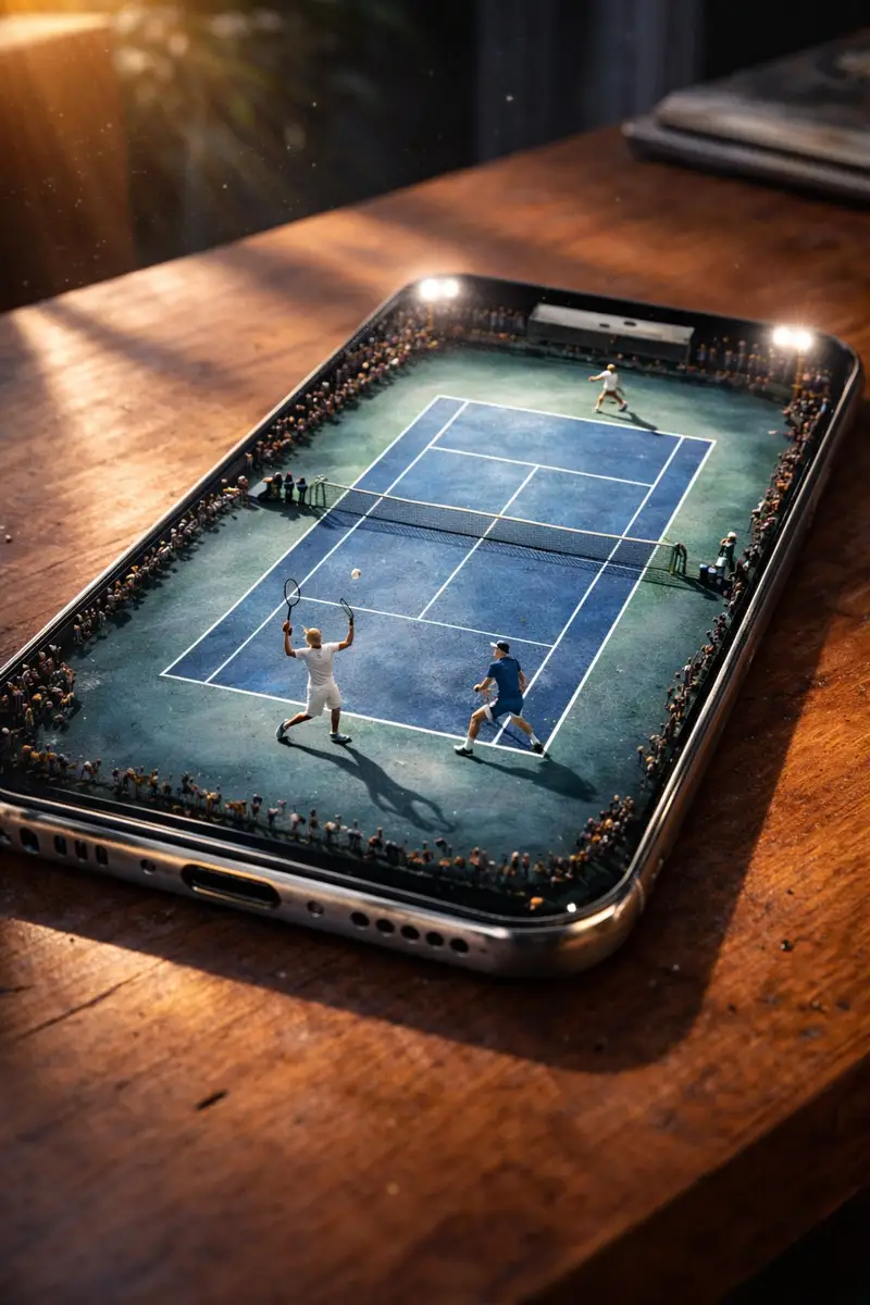 Preview of Miniature Tennis Court on Smartphone Screen