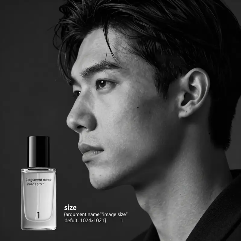 پیش‌نمایش Black and white studio side-profile portrait prompt