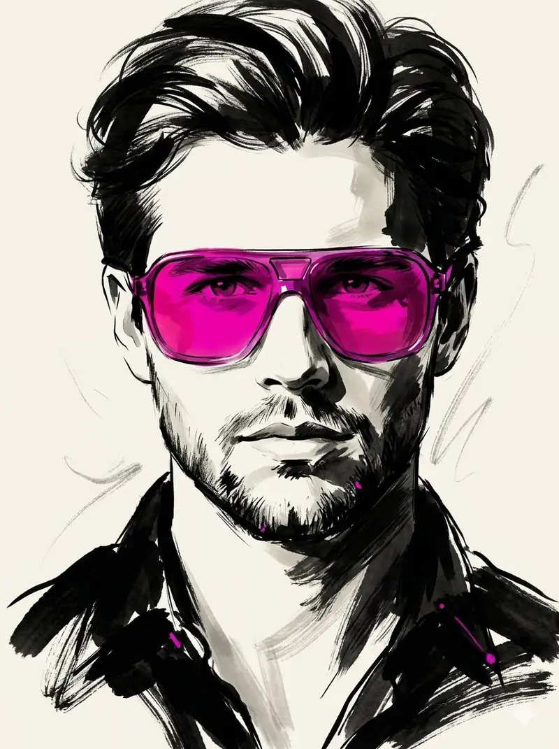 Preview of High-Fashion Ink Illustration Portrait