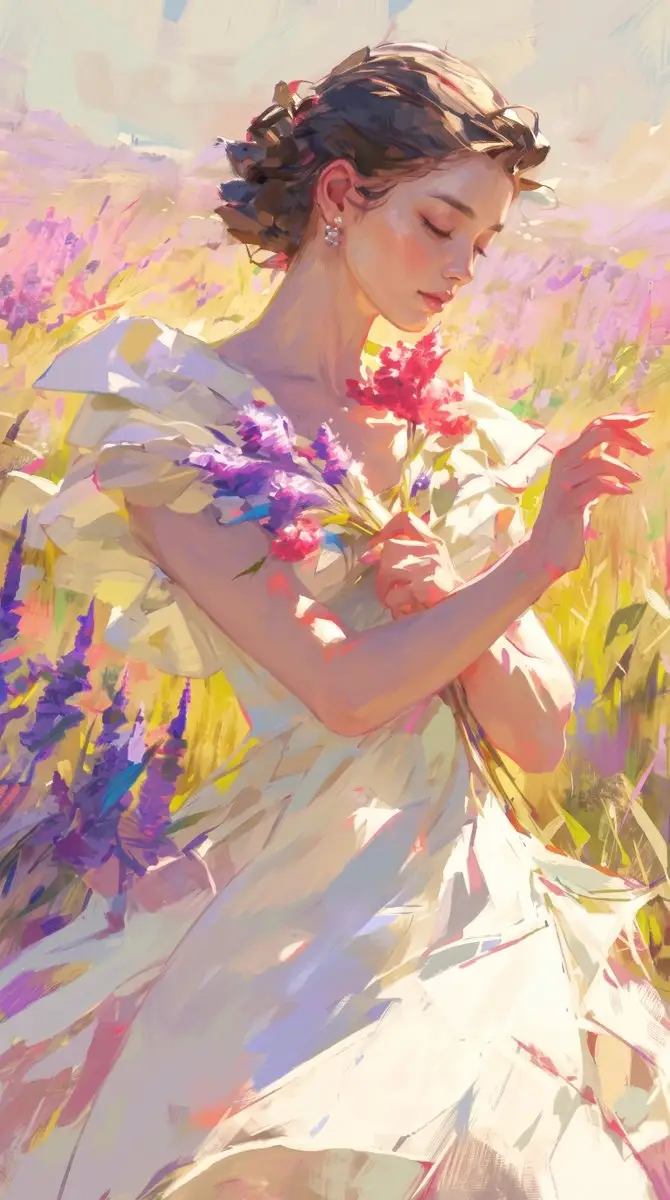 Preview of Impressionist Meadow Woman Portrait