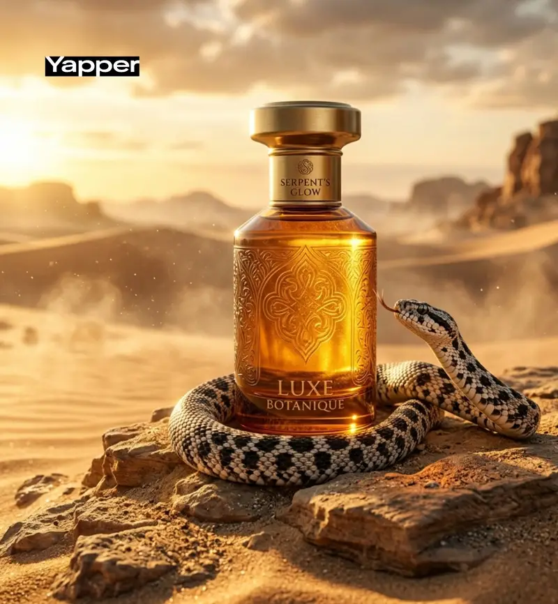 پیش‌نمایش Luxury Perfume Advertisement in Desert Setting