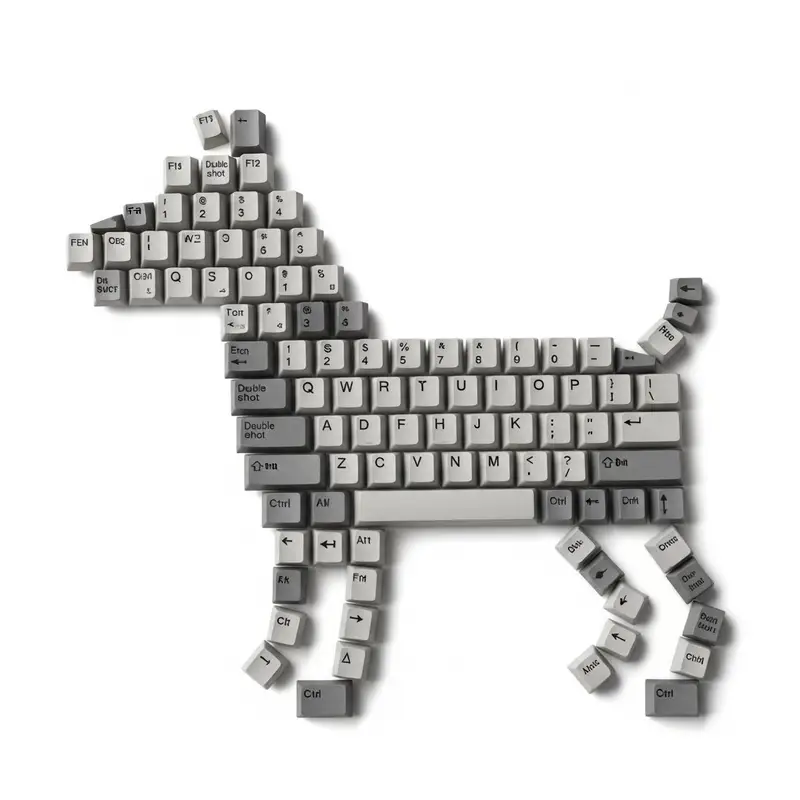 Preview of Top-Down Flat Lay of Dog Formed from Keyboard Keycaps