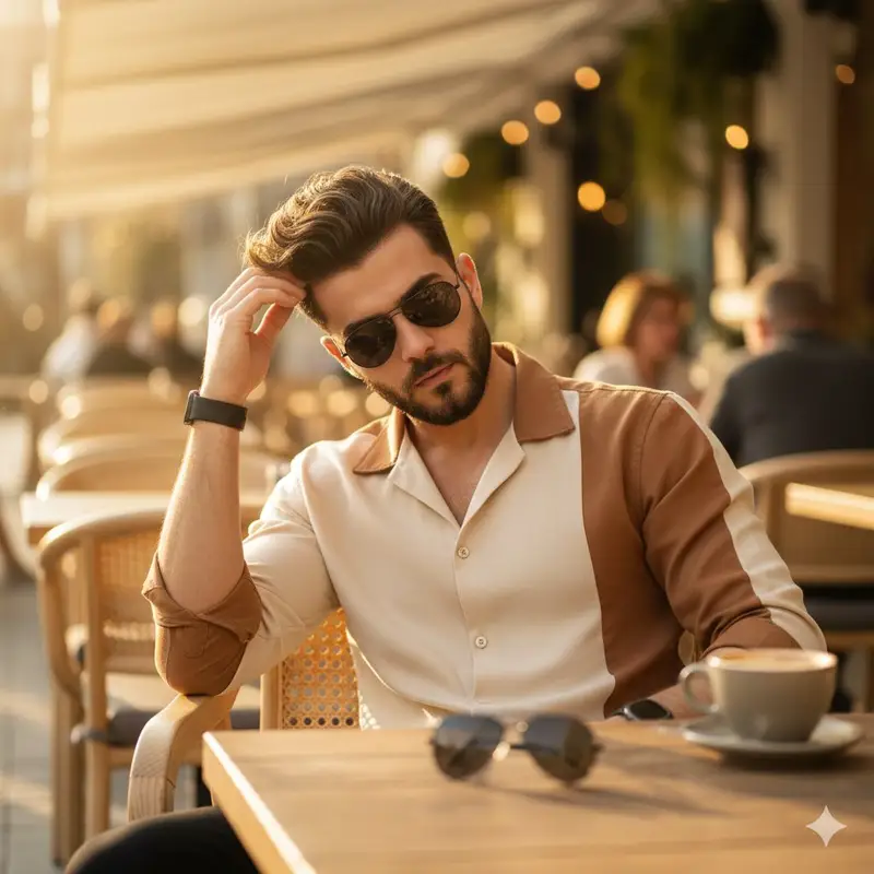 پیش‌نمایش Ultra-Realistic 8K Lifestyle Portrait at Modern Café