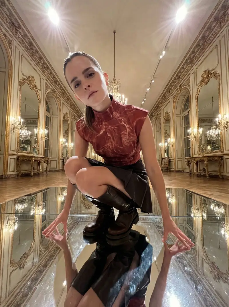 Preview of Emma Watson Unsettling Low-Angle Portrait Prompt