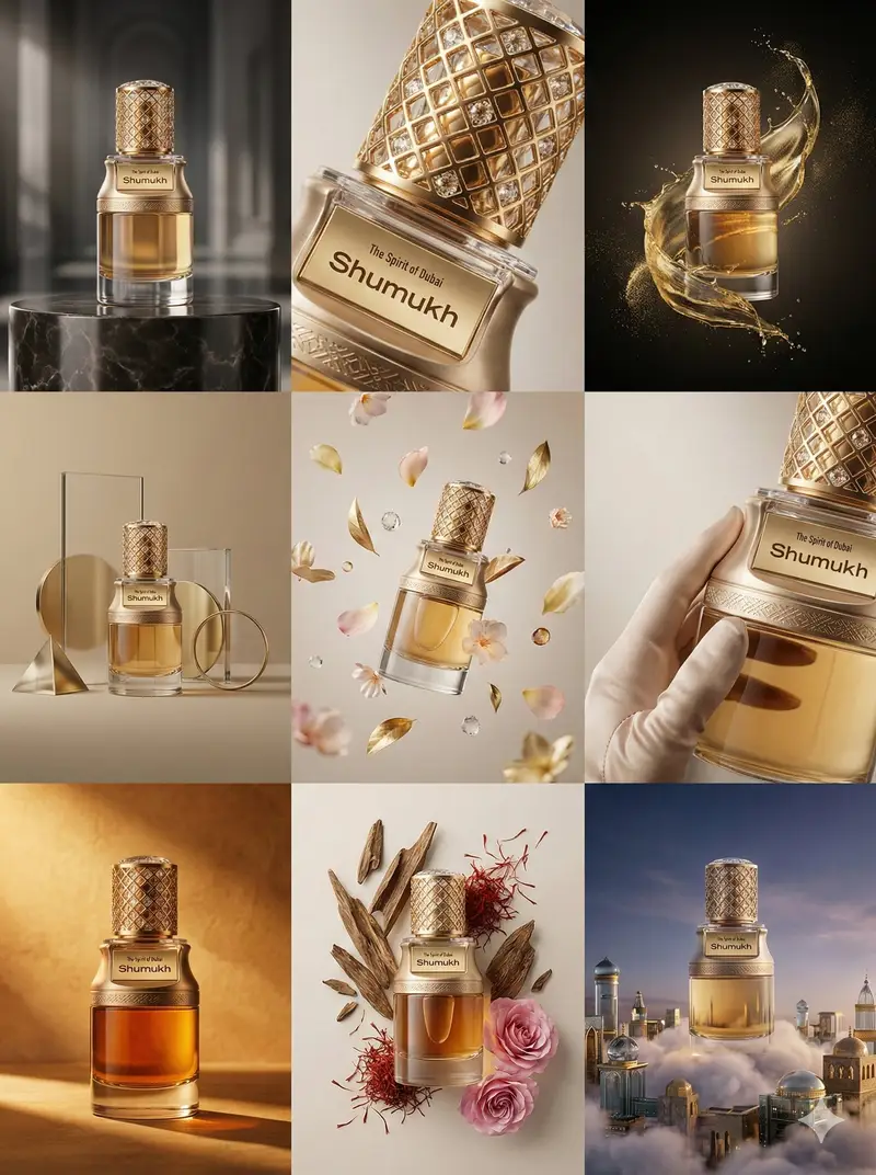 پیش‌نمایش Luxury Product Commercial Grid Prompt (3x3)