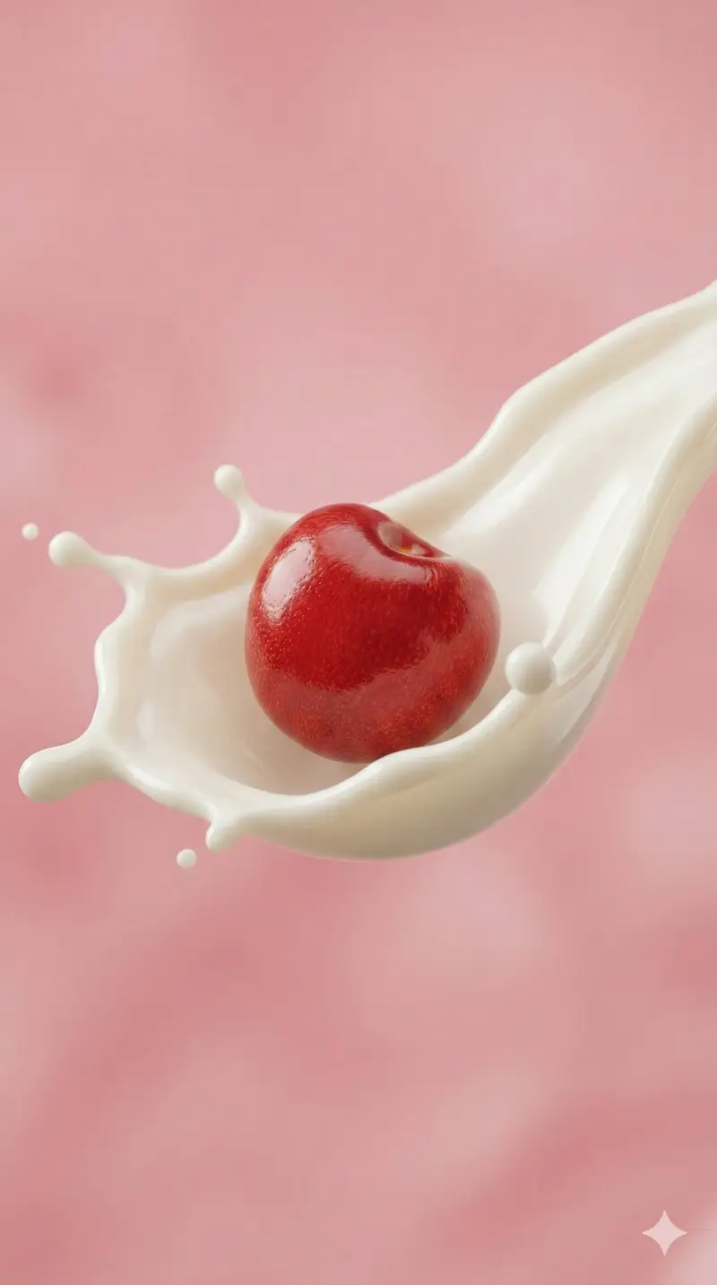 Preview of Ultra-Macro Cherry in Milk Splash