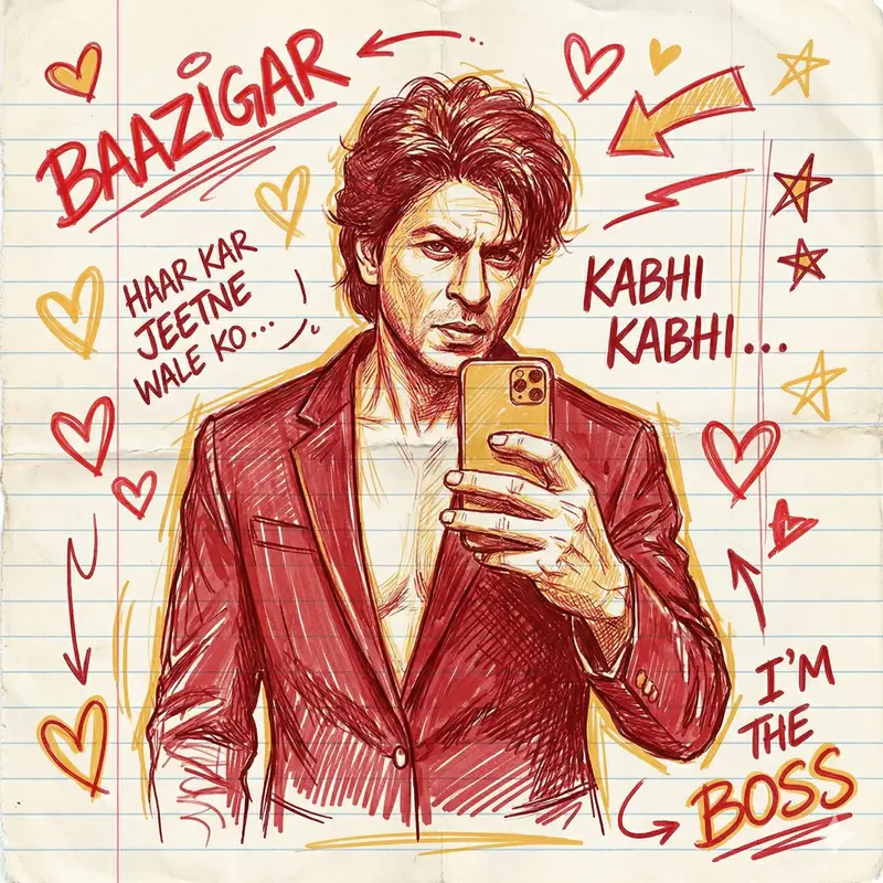 پیش‌نمایش Hand-Sketched Pop-Art Illustration of Shah Rukh Khan