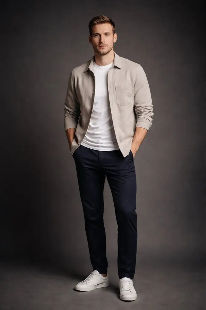 Preview of Modern Casual British Man Studio Portrait Prompt