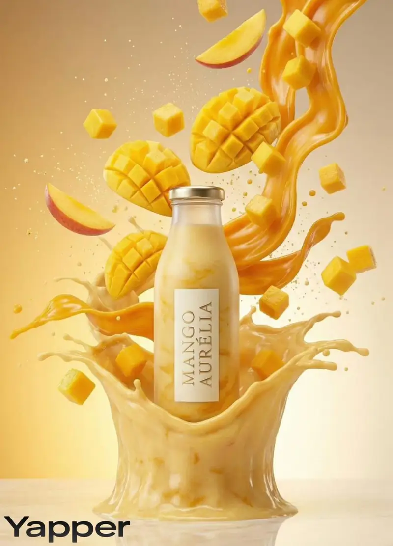 Preview of Luxury Mango Shake Splash Photography Prompt