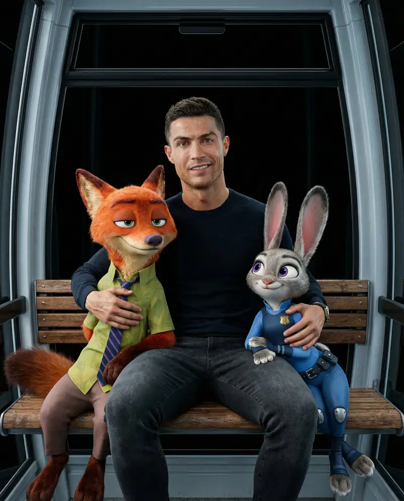 Preview of Cristiano Ronaldo with Zootopia Characters Prompt