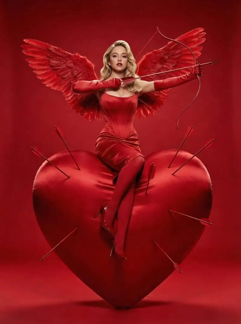 Preview of Ultra-Realistic Red Cupid High-Fashion Editorial