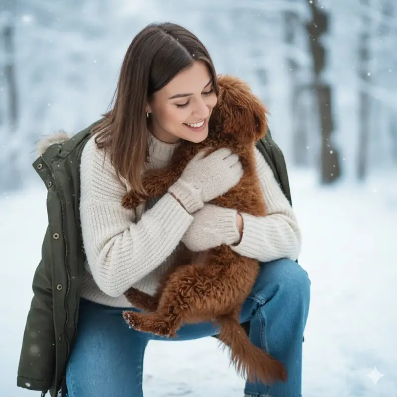 Preview of Candid Portrait Hugging a Poodle in a Park