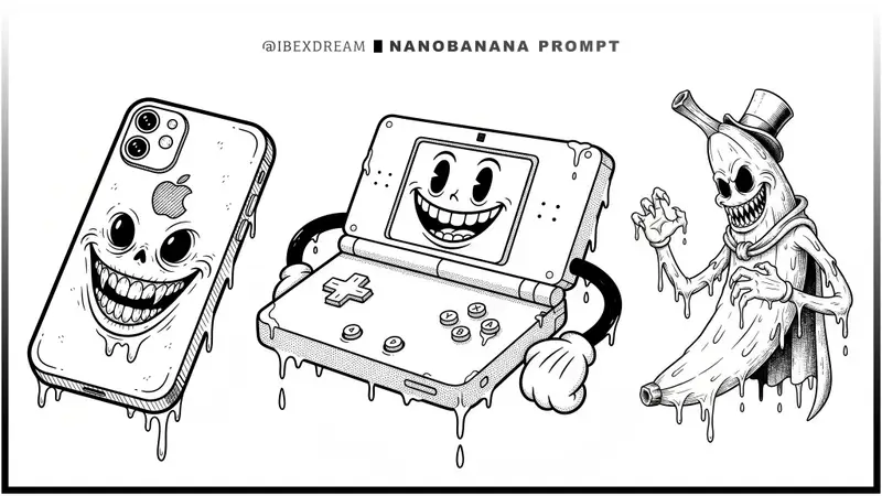 Preview of Surreal Rubber-Hose Ink Style Illustration