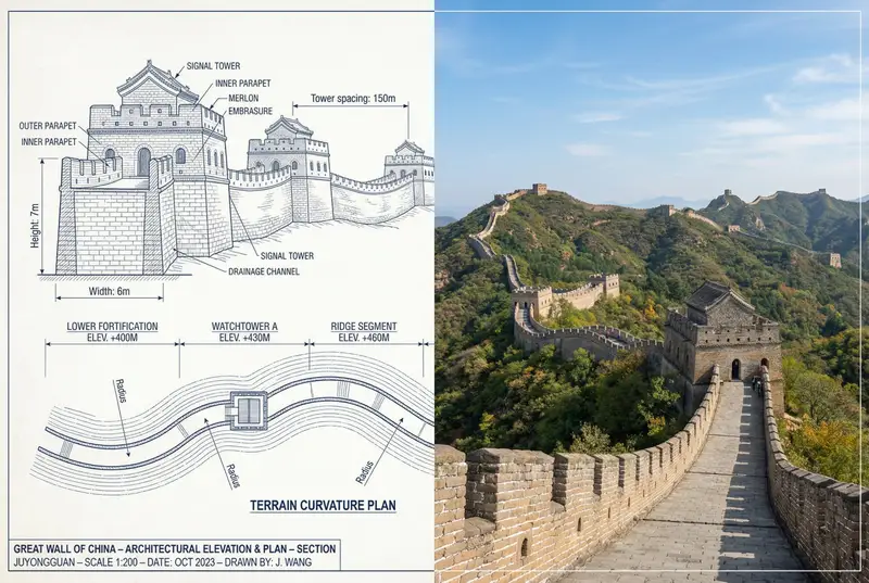 Preview of Great Wall of China Mixed Media Comparison