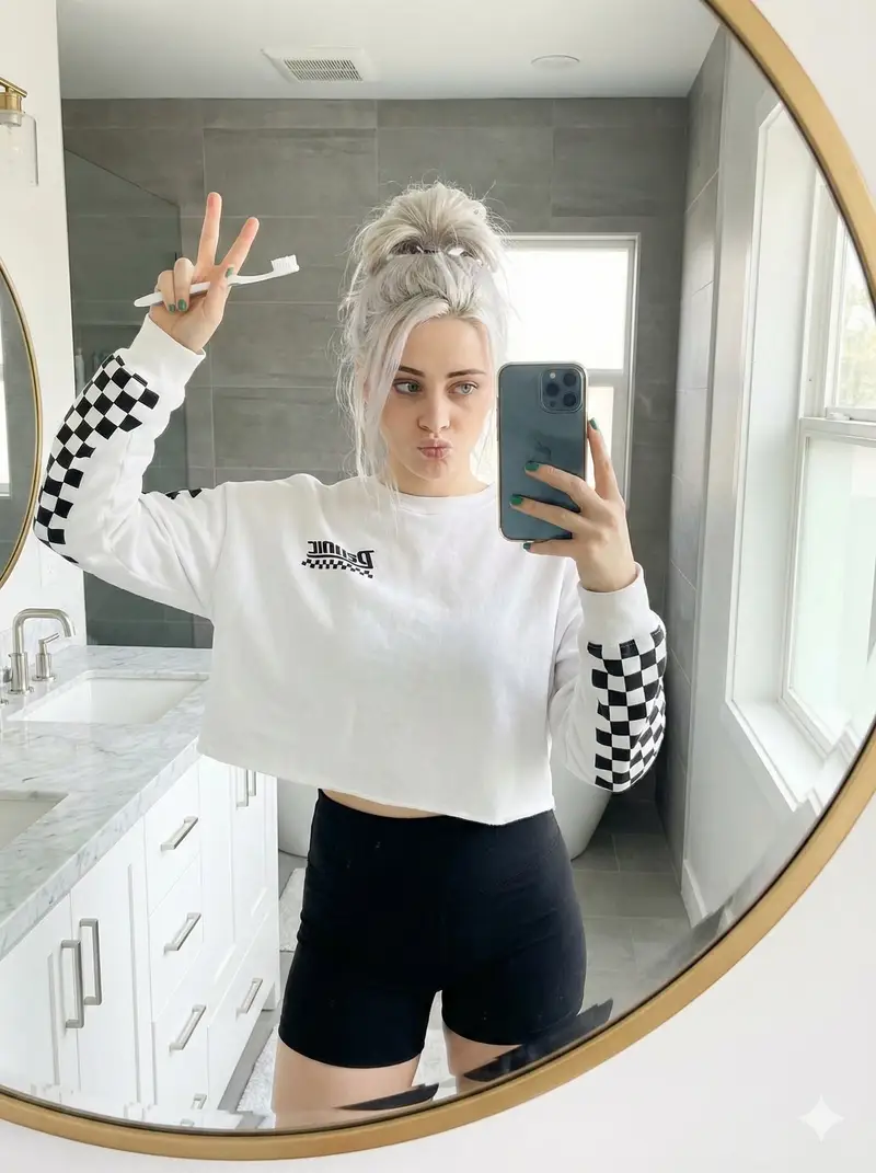پیش‌نمایش Detailed Bathroom Selfie Image Generation Prompt