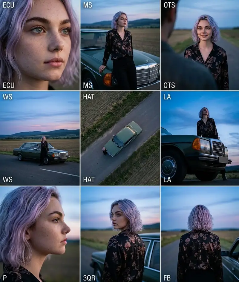 پیش‌نمایش Cinematic 3x3 Grid Camera Angle Prompt