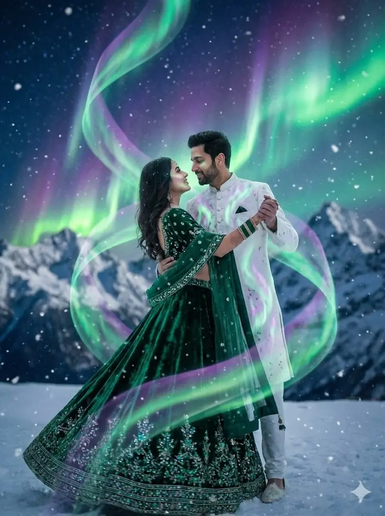 Preview of Dreamy Surreal Pre-Wedding Dance under Aurora Borealis