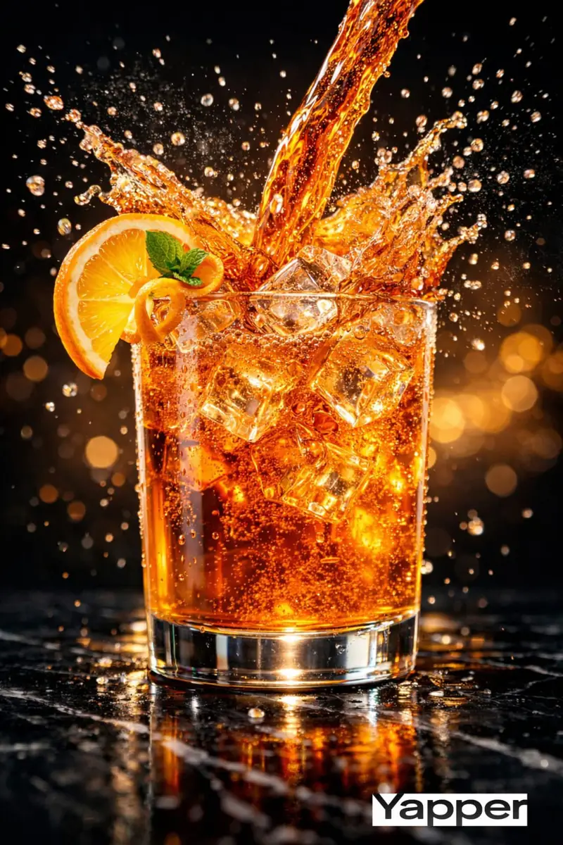 پیش‌نمایش High-Speed Cinematic Luxury Cold Drink Photography Prompt (Cola Splash)