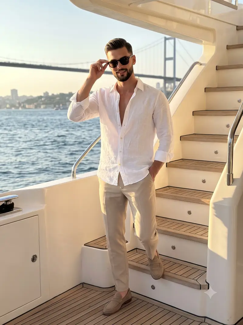 Preview of Man on Luxury Yacht Staircase