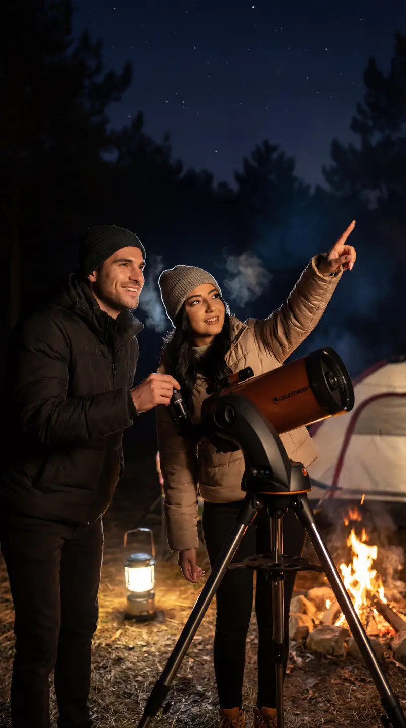 پیش‌نمایش Ultra-Photorealistic Candid Film Still of Night Camping and Stargazing