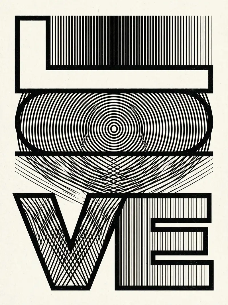 Preview of Op Art LOVE Typography Poster Prompt