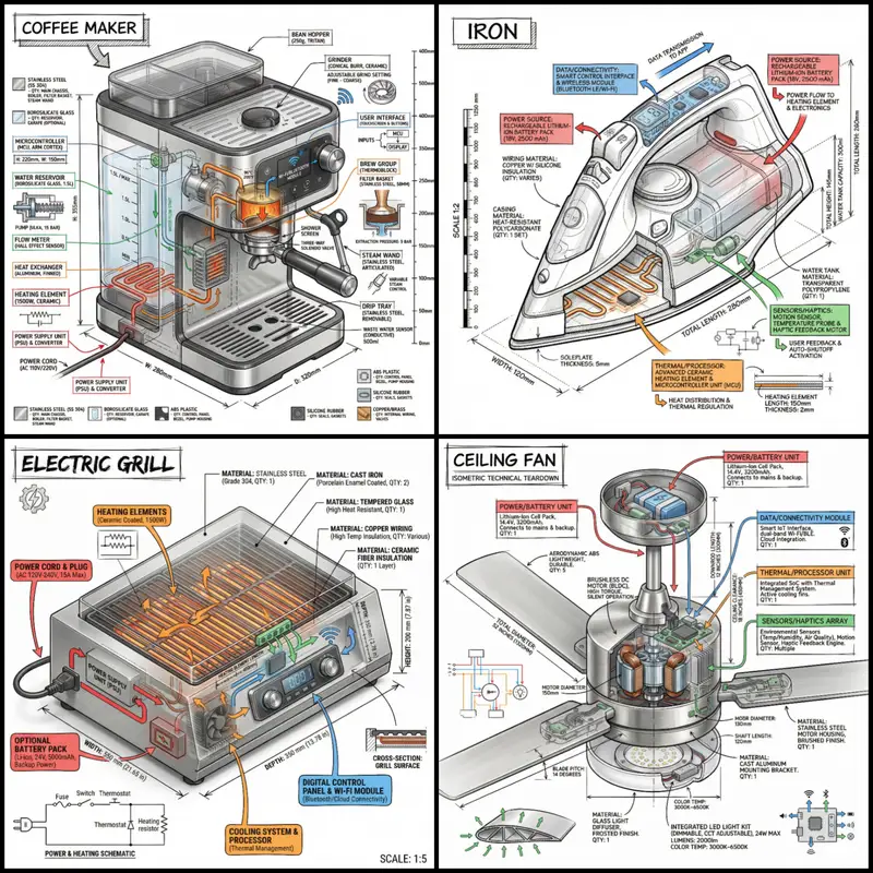 Preview of Technical Infographic of an Object with Isometric 3D View